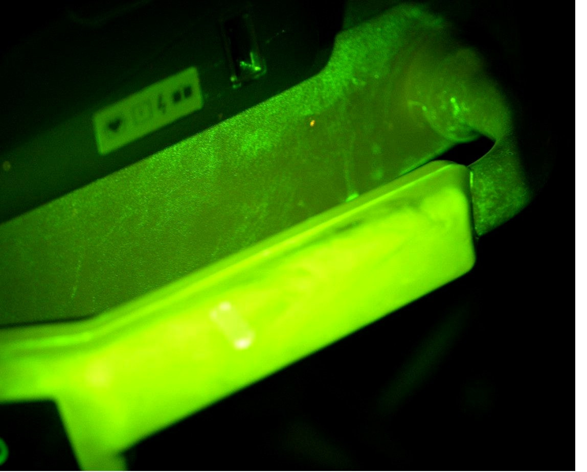 Surface under BioTorch 445nm — contamination revealed